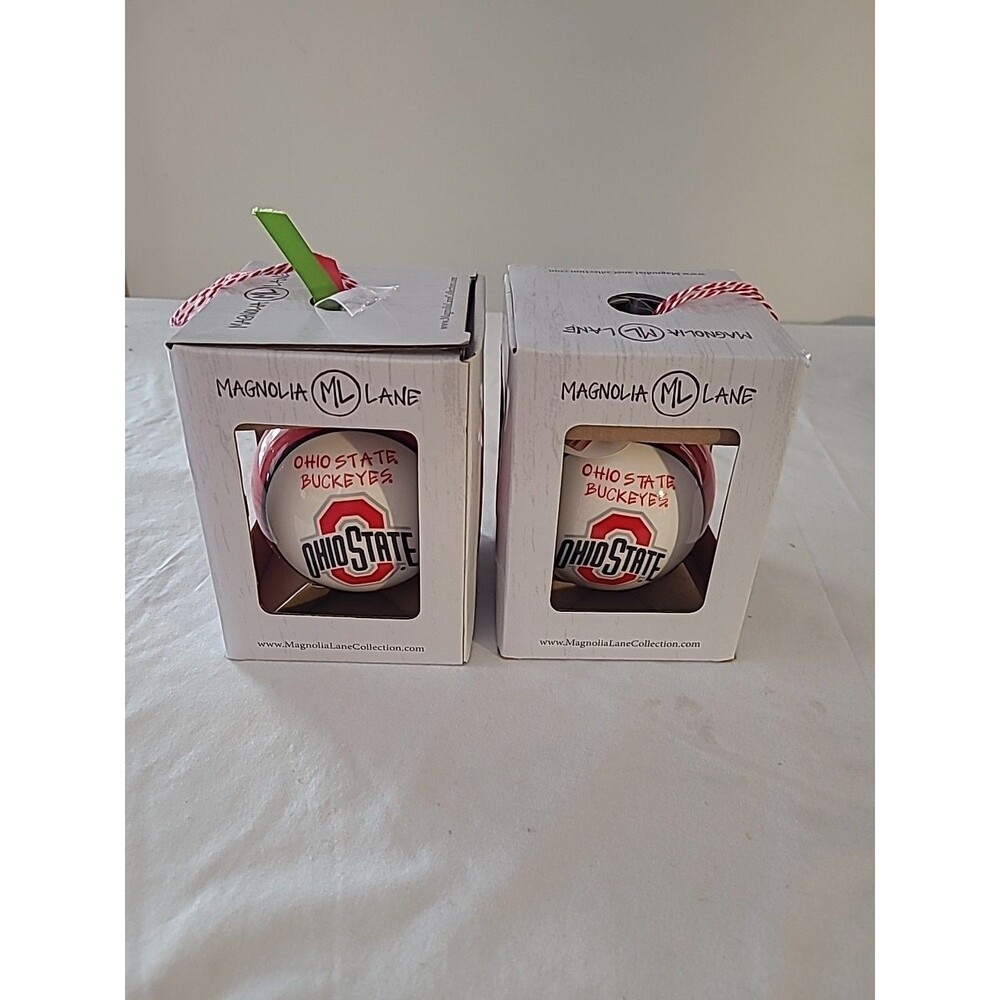 New Magnolia Lane NCAA Ohio State University OSU 3.5" Ceramic Ball Ornament NIB